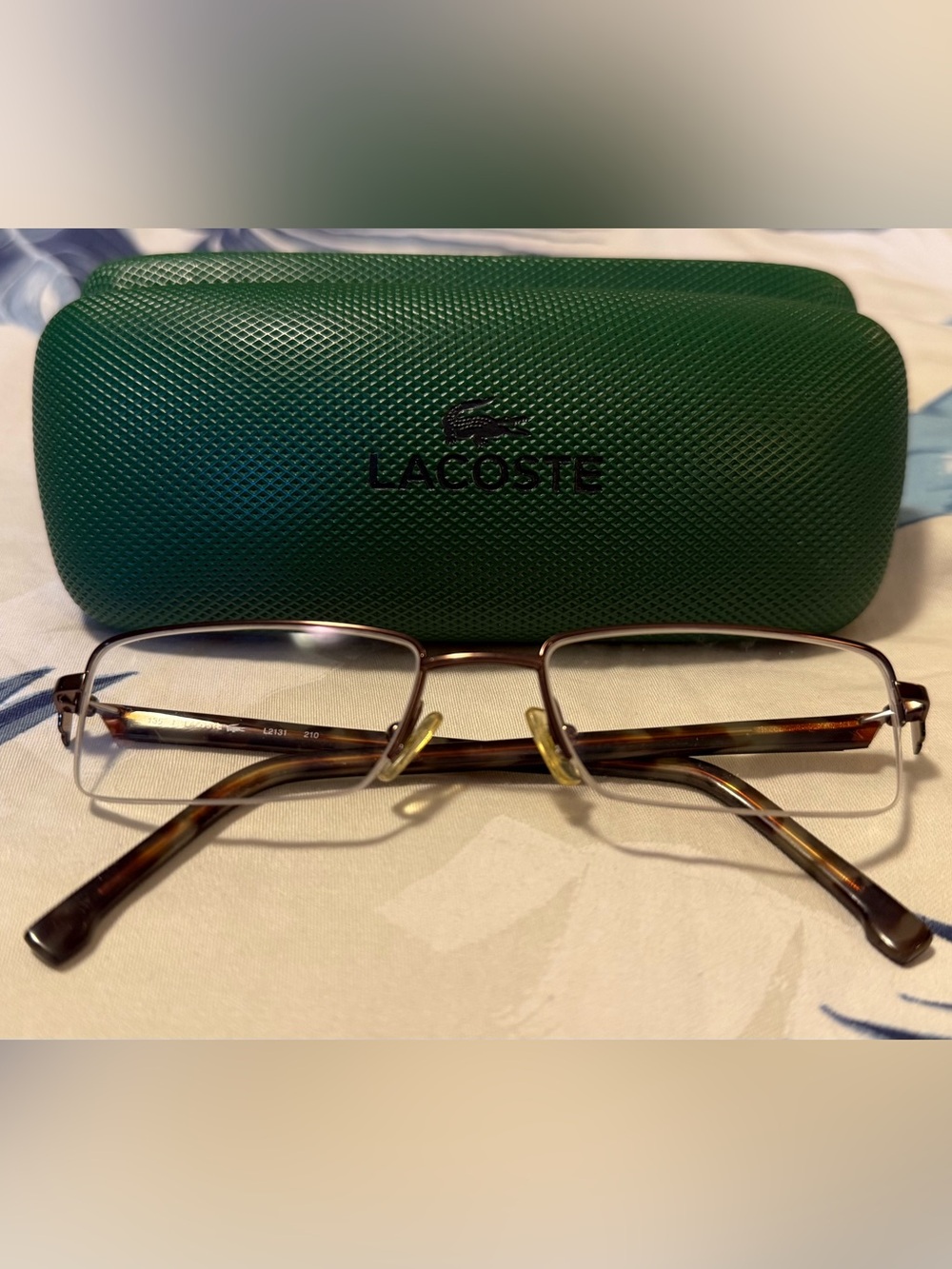 Lacoste Tortoiseshell and Gold Metal Frame Glasses